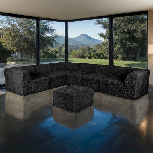 Furniture of America - Nappi - Large L-Sectional W/ Ottoman, Black - FM62102BK-SECT-L+OT view 1