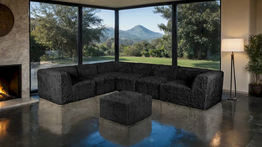 Furniture of America - Nappi - Large L-Sectional W/ Ottoman, Black - FM62102BK-SECT-L+OT view 2