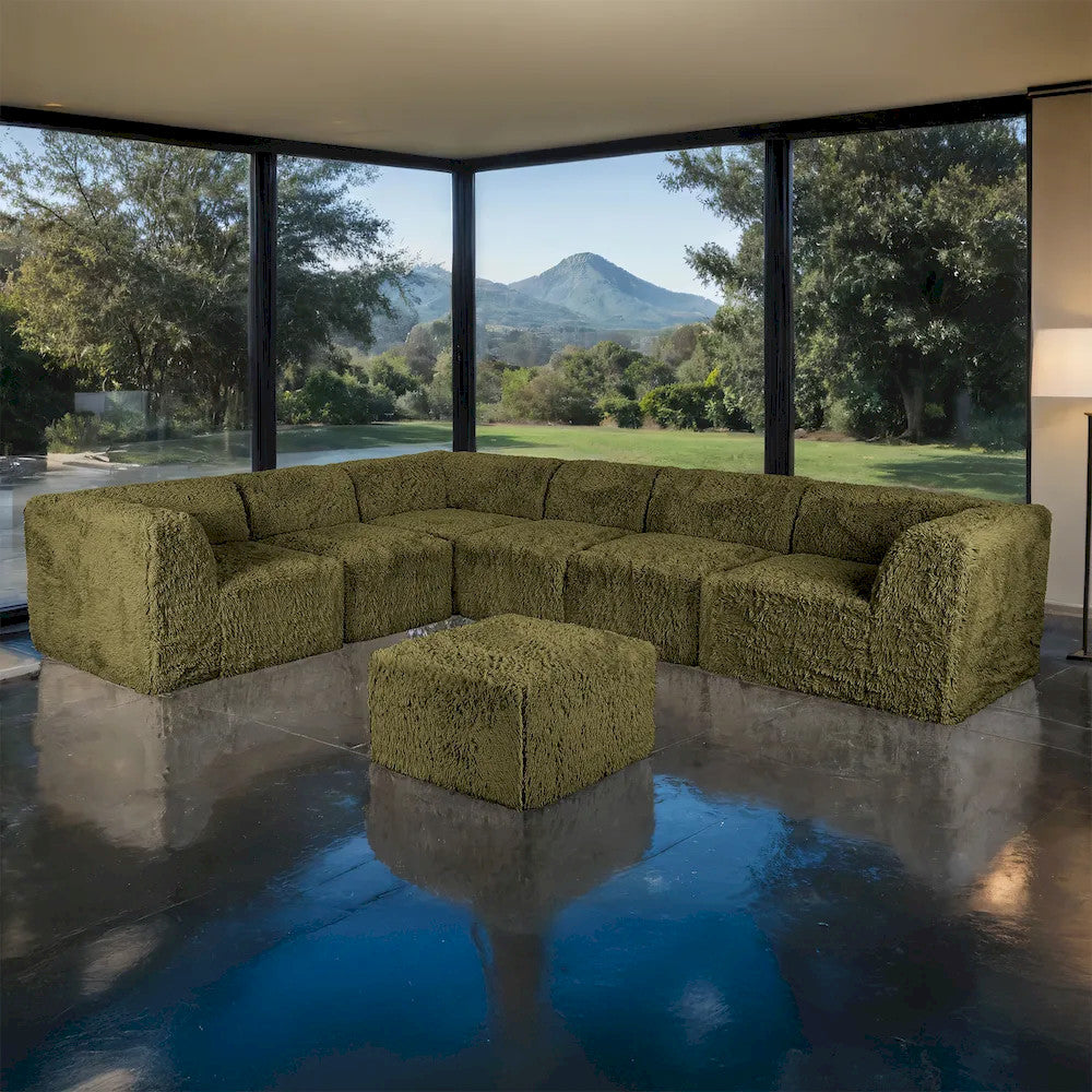 Furniture of America - Nappi - Large L-Sectional W/ Ottoman, Olive Green - FM62102GR-SECT-L+OT view 1
