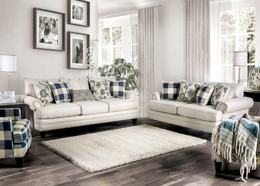 Furniture of America - Nash Sofa + Loveseat in Ivory - SM8101-2PC View 1