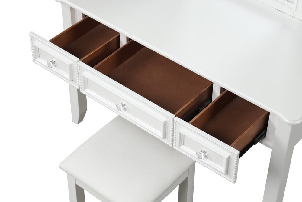 Furniture of America - Naucalpan Vanity Set w/ Stool in White - FM7456WH-V-SET View 5
