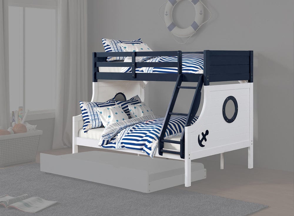 Furniture of America - Nautia Twin/Full Bunk Bed in Blue/White - FM-BK629BL-BED View 1