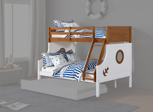 Furniture of America - Nautia Twin/Full Bunk Bed in Oak/White - FM-BK629AK-BED View 1