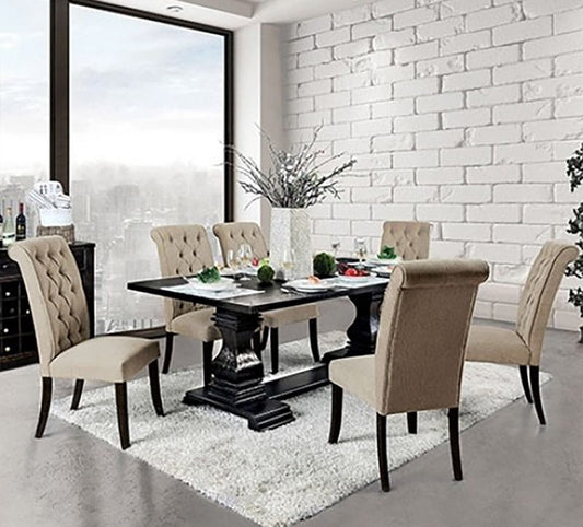 Furniture of America - Nerissa 7 Pc. Dining Table Set in Antique Black - CM3840T-7PC View 1