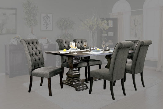 Furniture of America - Nerissa 7 Pc. Dining Table Set in Antique Black/Gray - CM3840T-7PC-GY View 1