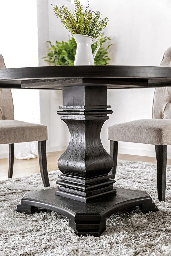 Furniture of America - Nerissa Round Table in Antique Black - CM3840RT-TABLE View 4
