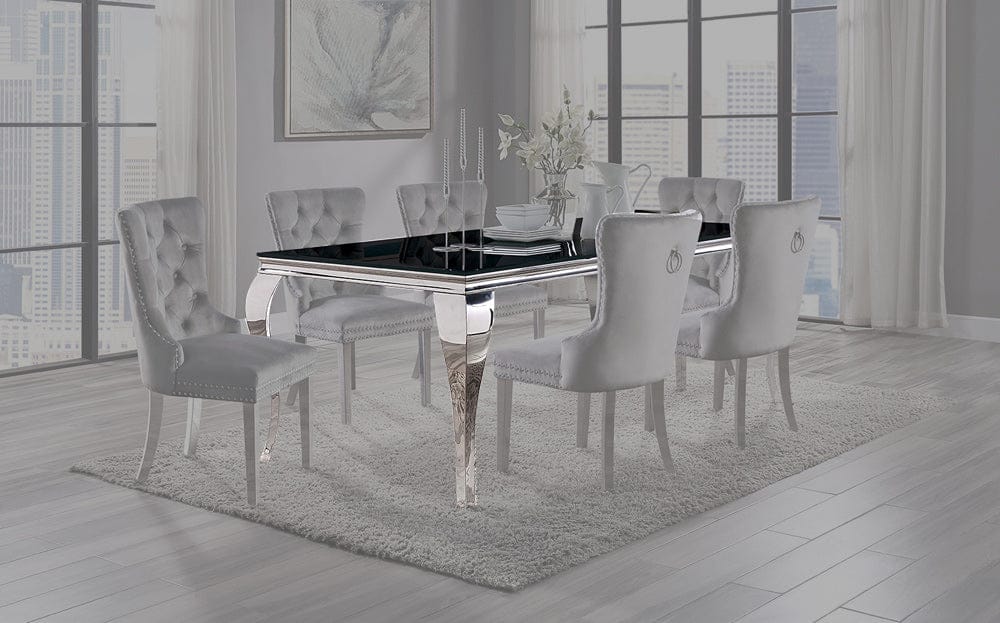 Furniture of America - Neuveville Dining Table in Black/Chrome - CM3903BK-T-TABLE View 1
