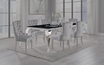 Furniture of America - Neuveville Dining Table in Black/Chrome - CM3903BK-T-TABLE View 1