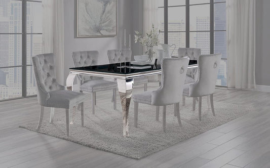 Furniture of America - Neuveville Dining Table in Black/Chrome - CM3903BK-T-TABLE View 1