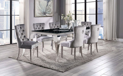 Furniture of America - Neuveville Dining Table in Black/Chrome - CM3903BK-T-TABLE View 4