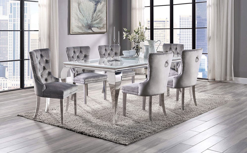 Furniture of America - Neuveville Dining Table in White/Chrome - CM3903WH-T-TABLE View 4