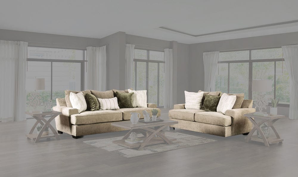 Furniture of America - New Meadows Sofa + Loveseat in Ash Green/Ivory - SM1213-2PC View 1