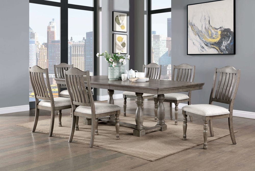 Furniture of America - Newcastle 7 Pc. Dining Table Set in Antique Gray/Gray - CM3254GY-T-7PC View 1