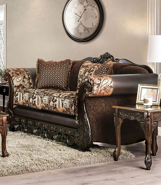 Furniture of America - Newdale Loveseat in Brown/Gold - SM6427-LV View 1
