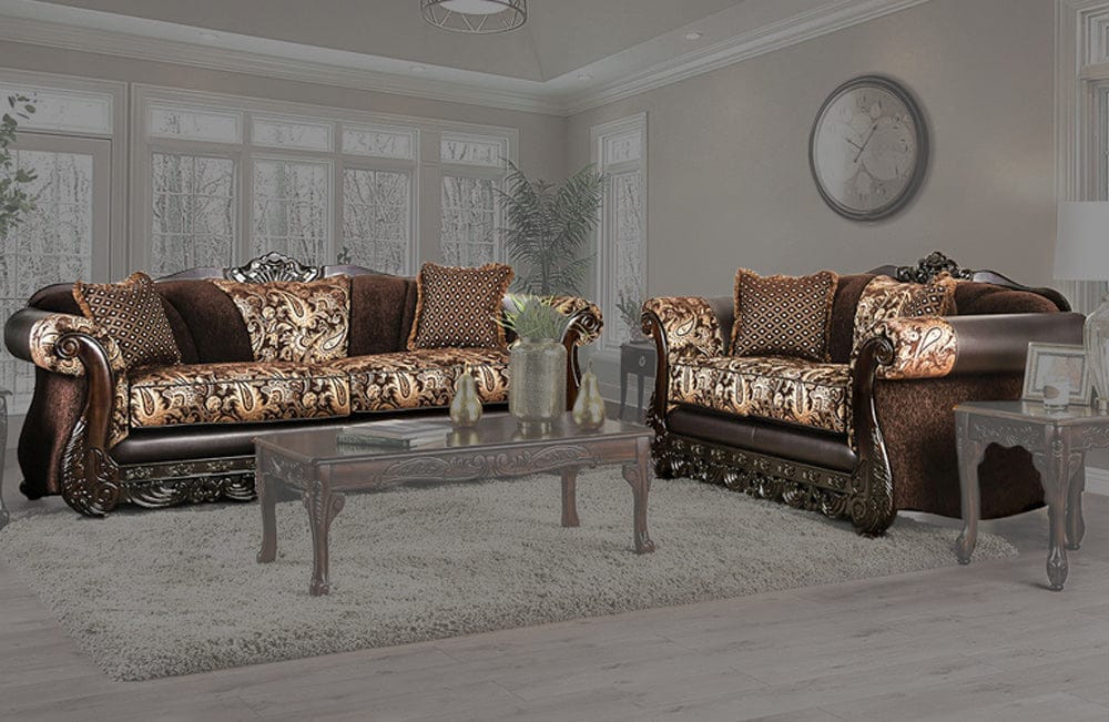 Furniture of America - Newdale Sofa + Loveseat in Brown/Gold - SM6427-2PC View 1