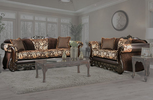 Furniture of America - Newdale Sofa + Loveseat in Brown/Gold - SM6427-2PC View 1