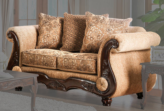 Furniture of America - Nicanor Loveseat in Tan/Gold - SM6407-LV View 1