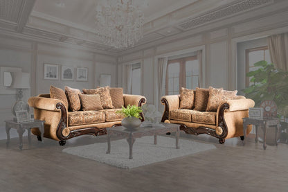 Furniture of America - Nicanor Sofa + Loveseat in Tan/Gold - SM6407-2PC View 1