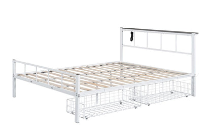 Furniture of America - Nicoli Queen Metal Bed w/ Storage in White - FM7901WH-Q View 4