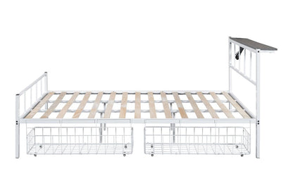 Furniture of America - Nicoli Queen Metal Bed w/ Storage in White - FM7901WH-Q View 5