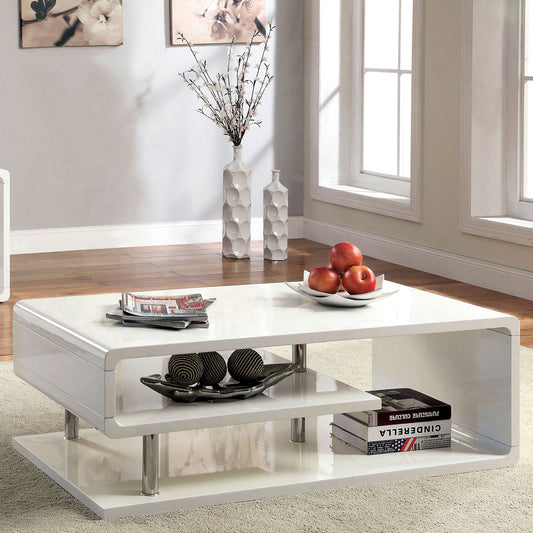 Furniture of America - Ninove Coffee Table in White/Chrome - CM4057C View 1