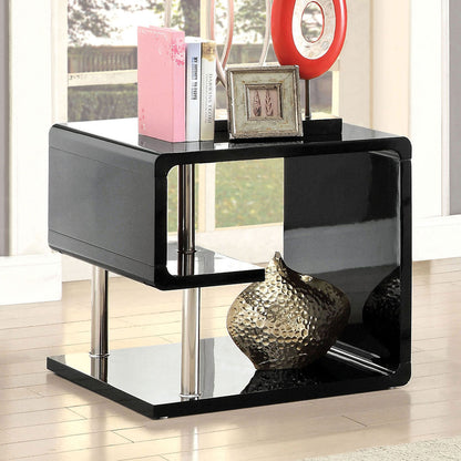 Furniture of America - Ninove End Table in Black/Chrome - CM4057BK-E View 1