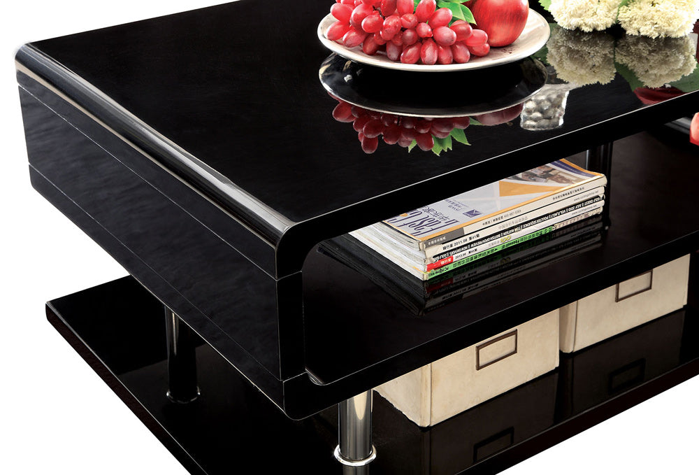 Furniture of America - Ninove End Table in Black/Chrome - CM4057BK-E View 3