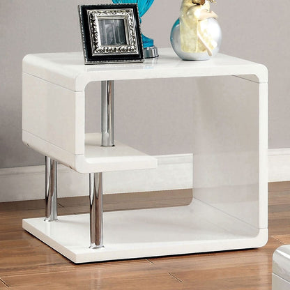 Furniture of America - Ninove End Table in White/Chrome - CM4057E View 1