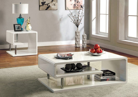 Furniture of America - Ninove End Table in White/Chrome - CM4057E View 2