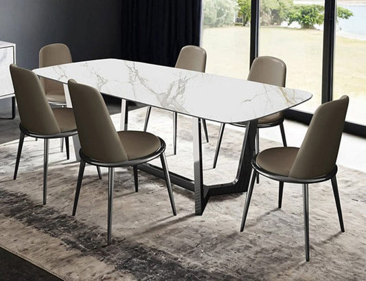 Furniture of America - Norelli 7 Pc. Dining Table Set in Silver/White - FM3701SV-T-7PC View 1