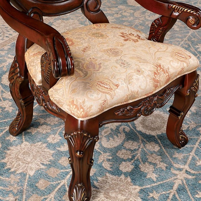 Furniture of America - Normandy Arm Chair Set of 2 in Brown Cherry/Tan - CM3145AC-2PK View 3