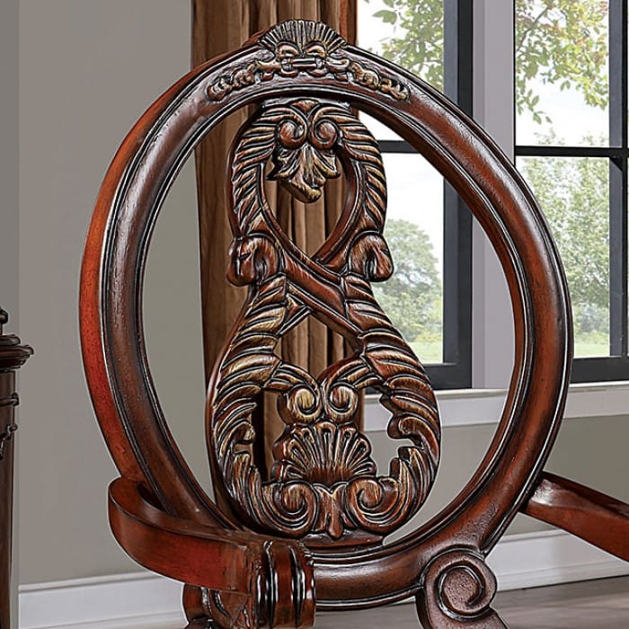 Furniture of America - Normandy Arm Chair Set of 2 in Brown Cherry/Tan - CM3145AC-2PK View 4