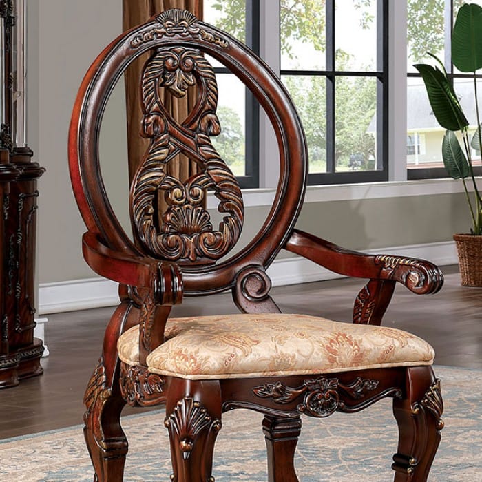 Furniture of America - Normandy Arm Chair Set of 2 in Brown Cherry/Tan - CM3145AC-2PK View 5