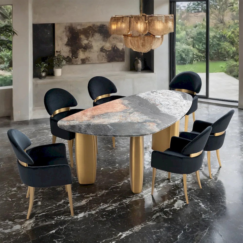 Furniture of America - Northwich - 6 Pc. Dining Table Set, Black Chair - FM37006GY-T-7PC-05BK view 1