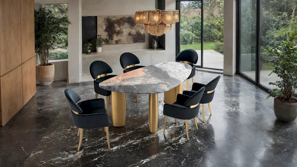 Furniture of America - Northwich - 6 Pc. Dining Table Set, Black Chair - FM37006GY-T-7PC-05BK view 2