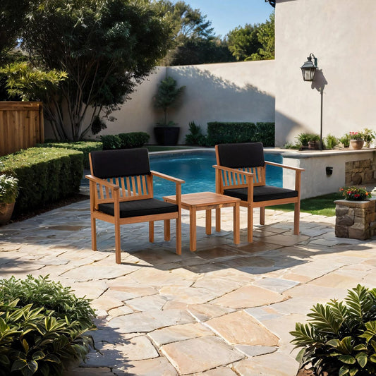 Furniture of America - Noto 3 Pc. Patio Set in Natural/Black - GM-1018-3PK View 1