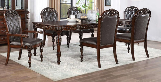 Furniture of America - Nouvelle 7 Pc. Dining Table Set in Brown Cherry/Espresso - CM3256CH-T-7PC View 1