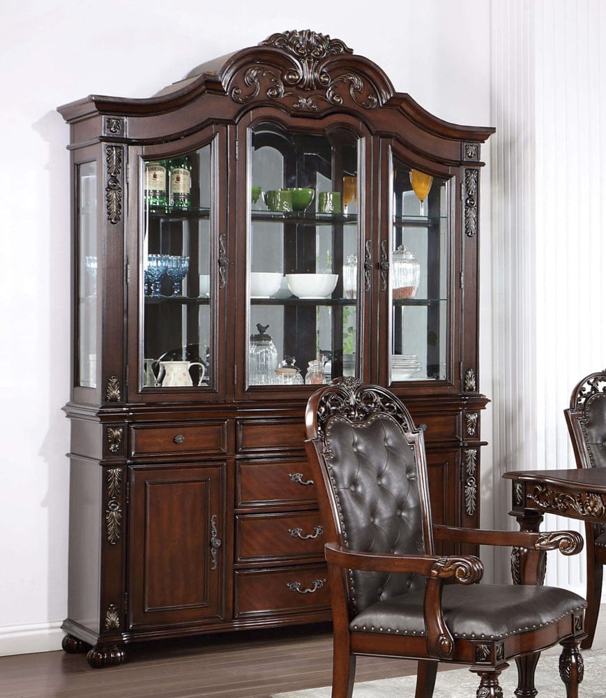 Furniture of America - Nouvelle Hutch & Buffet in Brown Cherry - CM3256CH-HB-SET View 1