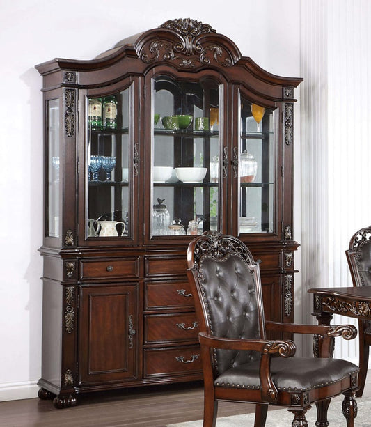 Furniture of America - Nouvelle Hutch & Buffet in Brown Cherry - CM3256CH-HB-SET View 1