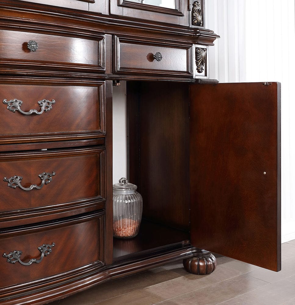 Furniture of America - Nouvelle Hutch & Buffet in Brown Cherry - CM3256CH-HB-SET View 5