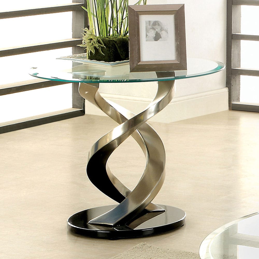 Furniture of America - Nova End Table in Satin Plated/Black - CM4729E View 1