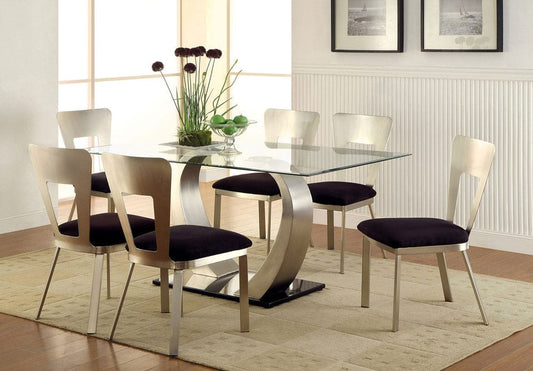 Furniture of America - Nova Side Chair Set of 2 in Silver/Black - CM3728SC-2PK View 2