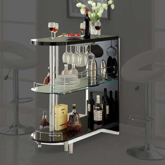 Furniture of America - Numbi Mini Server in Black/Chrome - CM-BT8333-BK View 1