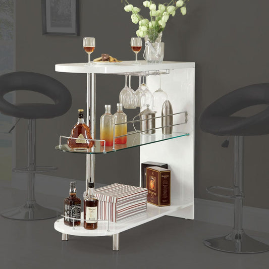 Furniture of America - Numbi Mini Server in Off-White/Chrome - CM-BT8333-WH View 1