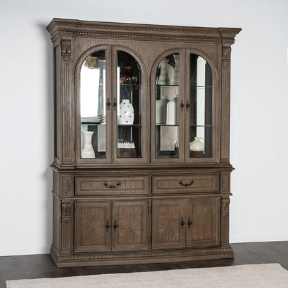Furniture of America - Oakham Hutch & Buffet in Weathered Oak - FM3418AK-HB-SET View 1