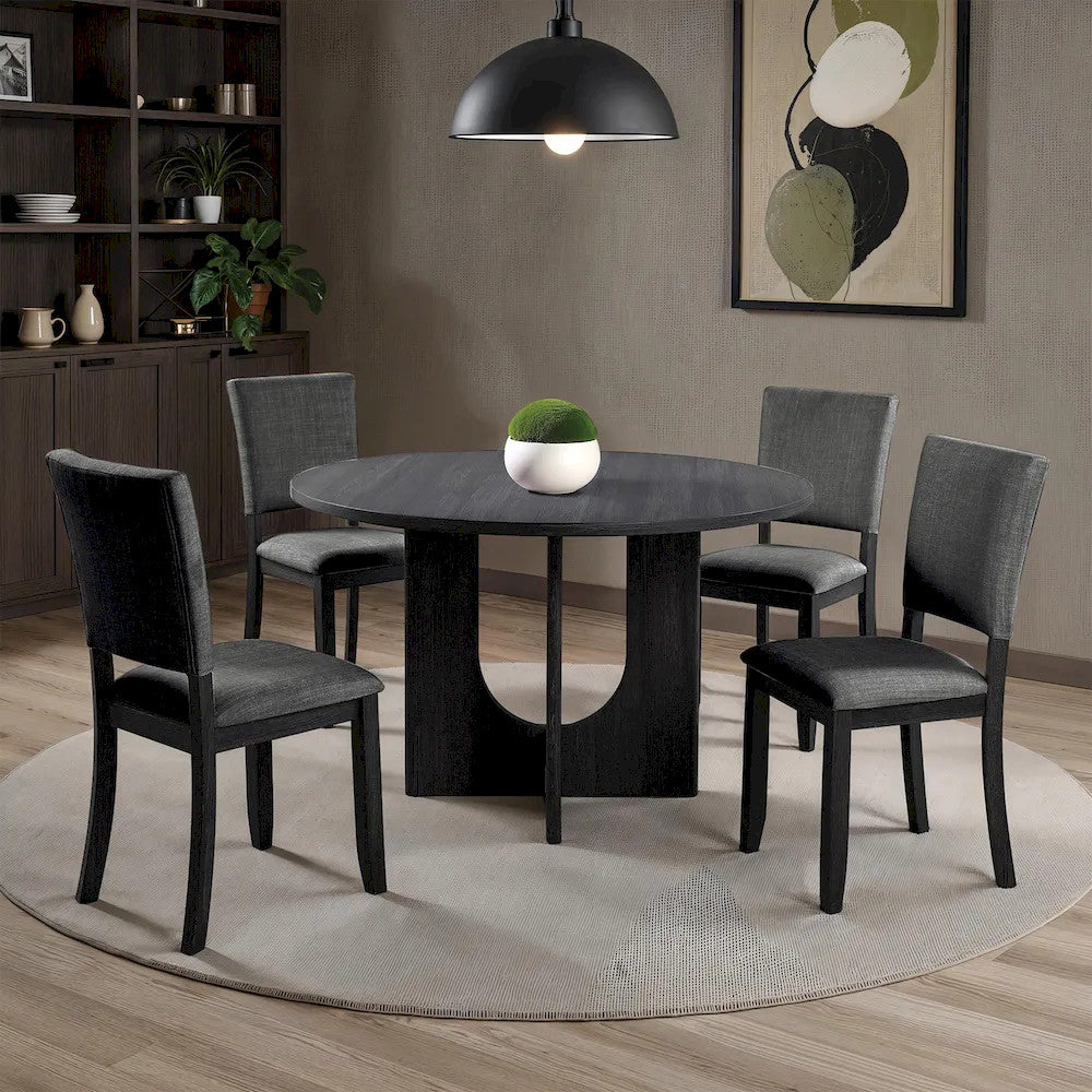 Furniture of America - Oberto - 4 Pc. Round Dining Table Set - Dark Gray - SL3406DG-RT-5PC view 1