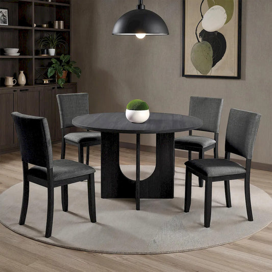Furniture of America - Oberto - 4 Pc. Round Dining Table Set - Dark Gray - SL3406DG-RT-5PC view 1