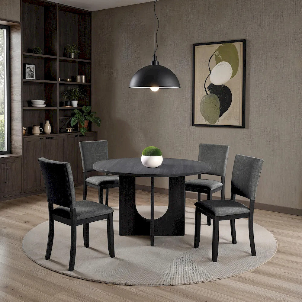 Furniture of America - Oberto - 4 Pc. Round Dining Table Set - Dark Gray - SL3406DG-RT-5PC view 2