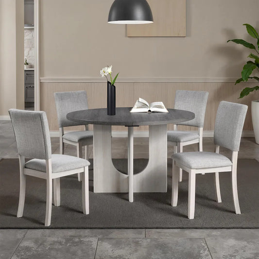 Furniture of America - Oberto - 4 Pc. Round Dining Table Set - Gray - SL3406GY-RT-5PC view 1