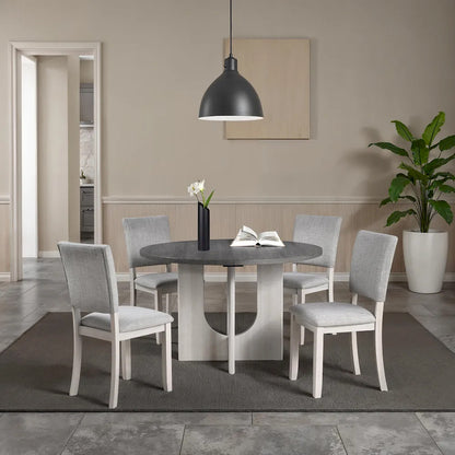 Furniture of America - Oberto - 4 Pc. Round Dining Table Set - Gray - SL3406GY-RT-5PC view 2
